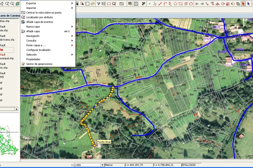 A screengrab from GIS software
